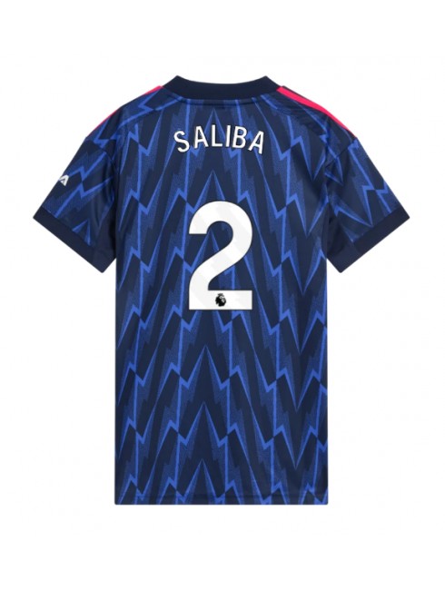 Ženski Nogometna dresi replika Arsenal William Saliba #2 Gostujoči 2025-26 Kratek rokav Ženski Nogometna dresi replika Arsenal William Saliba #2 Gostujoči 2025-26 Kratek rokav